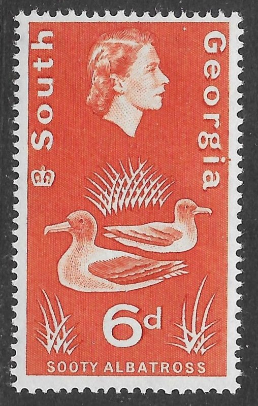 South Georgia Scott 8 MNH 6d orange Sooty Albatross issue of 1963, Bird