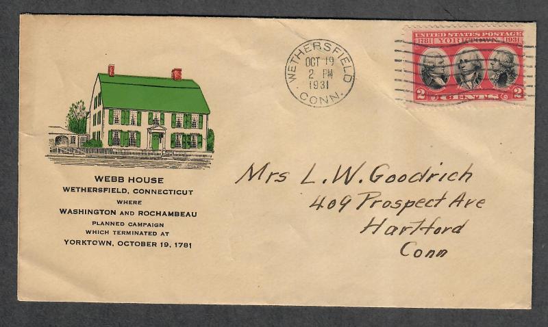 US Sc#703 Yorktown #14 FDC Standish+Willard Cachet, Cv. $35