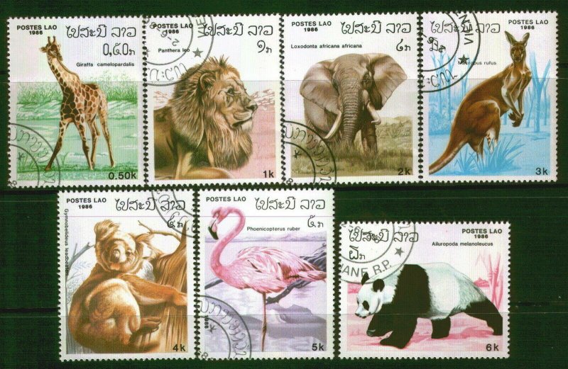 241 - Laos - Panda - Lion - Animals - Used Set