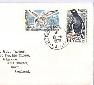 FRENCH ANTARCTICA Cover TAAF *PENGUIN* 1f40c Manchot Papou 1978 {samwells}PH10