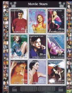 MOVIE STARS - Mini Sheet of 9 MNH Kyrgyzstan - E31