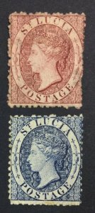 MOMEN: ST LUCIA SG #5,7 P12.5 MINT OG H £235 LOT #225840-5308