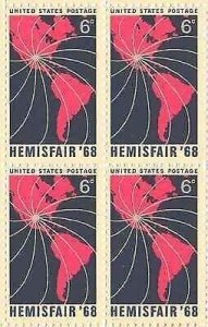 1968 Hemisfair '68 Block of 4 6c Postage Stamps, Sc#1340, MNH, OG