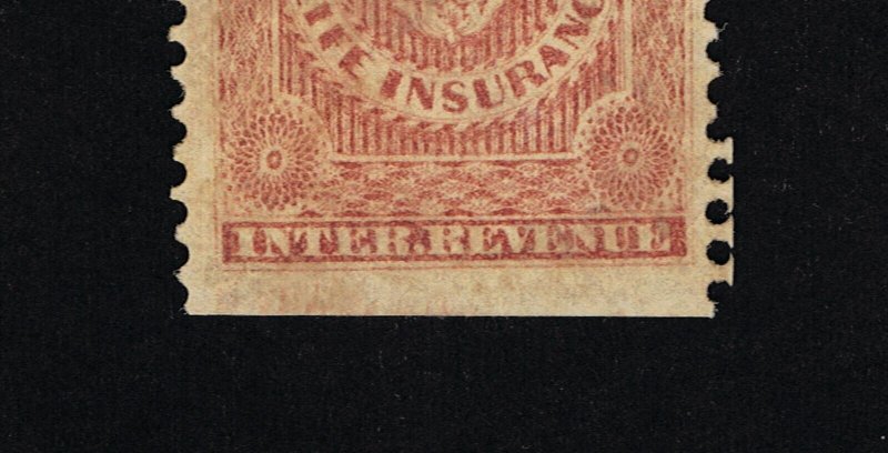 GENUINE SCOTT #R476b FINE 1862-71 RED 1ST ISSUE REVENUE LIFE INSURANCE PART-PERF