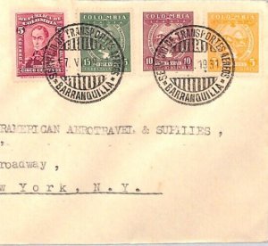 COLOMBIA *SCADTA* Air 1931 Cover FIRST FLIGHT New York MULLER.72 (750pts) YV2