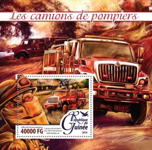 GUINEA - 2016 - Fire Trucks - Perf S/Sheet - MNH