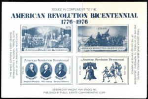 1976 US Poster Stamp American Revolution Bicentennial Souvenir Sheets MNH