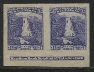 El Salvador 1896 24 centavos violet imperf pair unused no gum (JD)