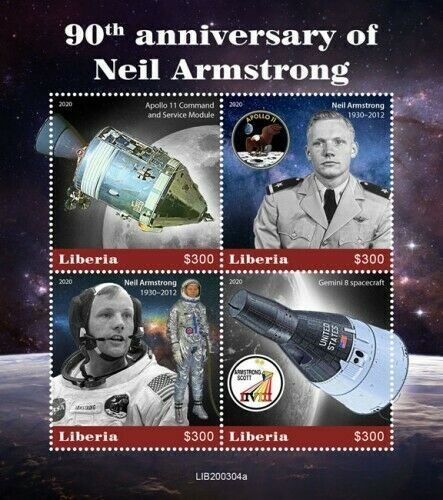 2020- LIBERIA - SPACE  NEIL ARMSTRONG      4V    MNH ** 