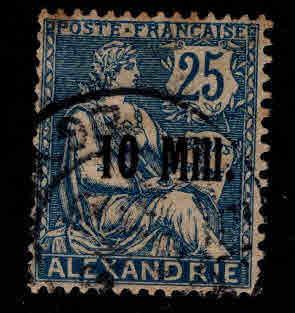 French office in Alexandria Egypt Scott 38 Used surcharged stamp