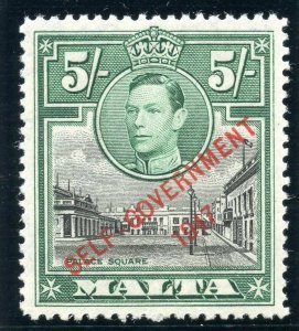 Malta 1948 KGVI 5s black & green superb MNH. SG 247. Sc 221.