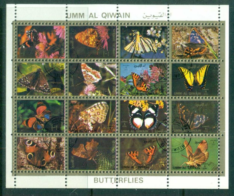 Umm al Qiwain 1972 Butterflies (small size) Sheetlet CTO