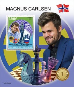 TOGO - 2021 - Magnus Carlsen - Perf Souv Sheet - Mint Never Hinged