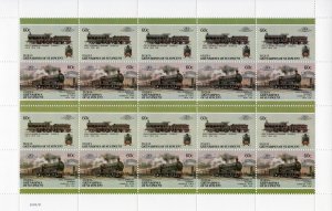 Bequia 1987 Locomotives #5 (8 Pairs) 8 Mini-Sheetlets SPECIMEN UNFOLDED MNH