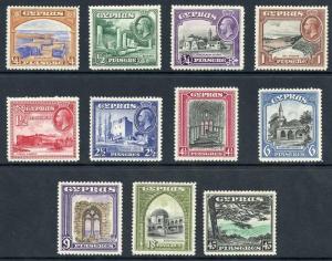 Cyprus SG133/43 1934 KGV Set of 11 Wmk Mult Script CA M/M