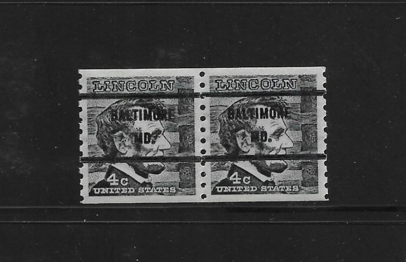 MD Precancels: Baltimore 1303a-71 Bureau; 4c Prom. Amer. Coil; Gap Pair, MNH