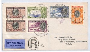 CAYMAN ISLANDS KGV (1935) PICTORIALS Cover SAILING Georgetown Reg'd 1936 YD216