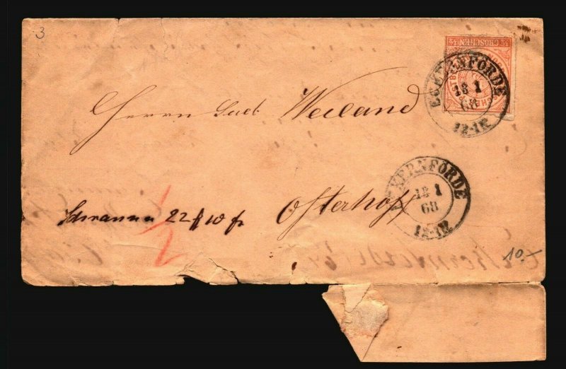 Germany 1868 N. Confed Cover 1/2g / Edge Tears - Z17140