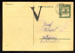 POLAND GERMAN OCCUPATION 1941 12gr Postal Card Mi P10 w V FOR VICTORY Handstamp