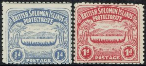 SOLOMON ISLANDS 1907 LARGE CANOE ½D AND 1D 