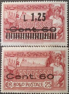 DJ)1923, SAN MARINO, EXPRESS MAIL, ALLEGORY, OVERLOADED, MNH