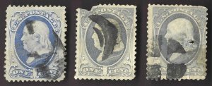 US Scott # 145, 1870-71, 1¢, Franklin, Color Study, Fancy Cancels, Used