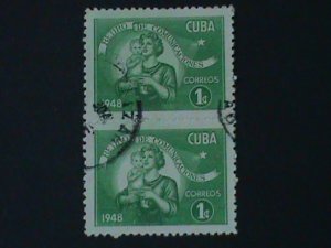 ​CUBA-1948- SC# 415 ERROR?? NO PERF BETWEEN-MOTHER & THE CHILD-CTO PAIR VF