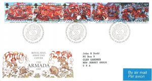 THE ARMADA OF 1588 SET OF (5) ON GREAT BRITAIN CACHETED FIRST DAY COVER 1988