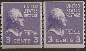 # 842 MNH - Joint Line Pair - SCV-2.00 - THOMAS JEFFERSON