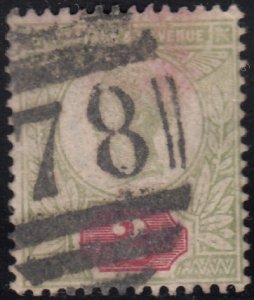 Great Britain 1887-92 used Sc 113 2p Victoria Cancel 78