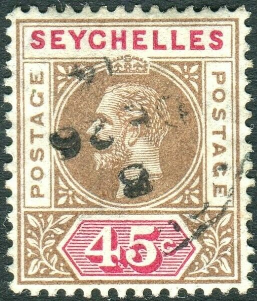 SEYCHELLES-1913 45c Brown & Carmine.  A fine used example Sg 78