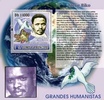 SAO TOME - 2007 - Humanists, Steve Biko - Perf Souv Sheet -Mint Never Hinged