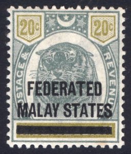 Malaya 1900 20c Green & Olive SG 6 Scott 6 MLH/LMM Cat £90($118)