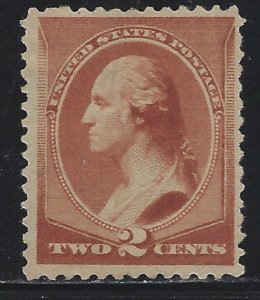 Scott # 210 Lot E205  2c Washington  red brown  MH NG