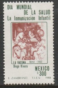 MEXICO 1538, WORLD HEALTH DAY. MURAL BY DIEGO RIVERA. MINT, NH. VF.