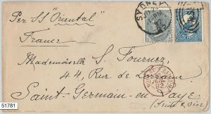 51781 - AUSTRALIA: NEW SOUTH WALES -  POSTAL HISTORY -  COVER to FRANCE 1892