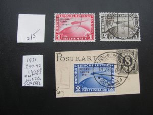 GERMANY 1931 USED 2M SIGNED SCHLEGEL SC C40-42 SET SUPERB 1300 EUROS (215)