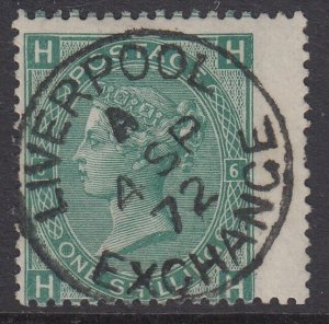 SG 115 1/- deep green plate 6. Very fine used with a Liverpool exchange 4th...