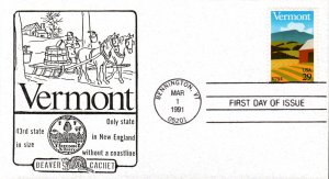 #2533 Vermont Statehood Beaver FDC