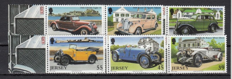 Jersey 2010, vintage Cars  , set of 6. , NHM