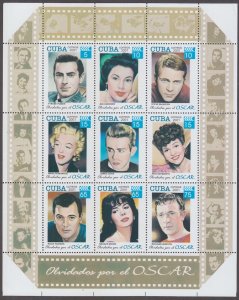 CUBA Sc # 4194a CPL MNH SHEET of 9 DIFF FAMOUS FILM STARS