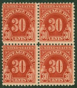 EDW1949SELL : USA 1930 Sc #J75 Block of 4 Mint NH Very Fresh & Scarce Cat $1100+ 