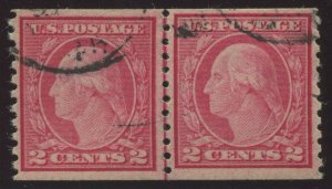 491 Washington Used Line Pair of 2 Stamps with 4 PF & PSE & APEX Certs HV1