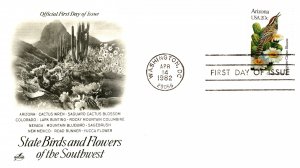 United States, District of Columbia, First Day Cover, Arizona, Birds, Flowers