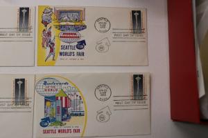 Seattle World's Fair 1962 lot official FDC cachet 13 Century 21 Expo sticker