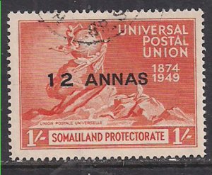 Somaliland 1949 KGV1 12a ovpt on 1/-d Orange 75th UPU used SG 124 ( C1246 )