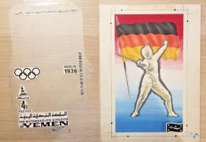 vtatai.C) 1936 GERMANY, COMMEMORATING TEN OLYMPIC YEARS, FENCING, YEMEN KINGDOM