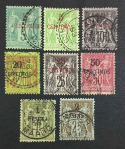 MOMEN: FRENCH MOROCCO SC #1-8 1891-1900 USED LOT #62628