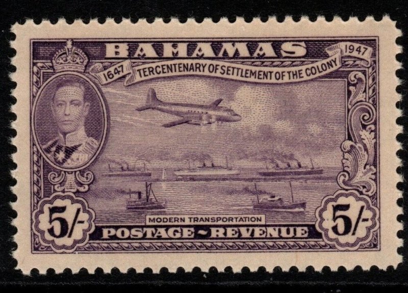 BAHAMAS SG191 1948 5/= MAUVE MNH 