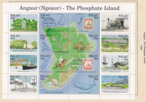 Palau # 263, Amgaur - The Phosphate Island, Full Sheet, NH, 1/2 Cat.